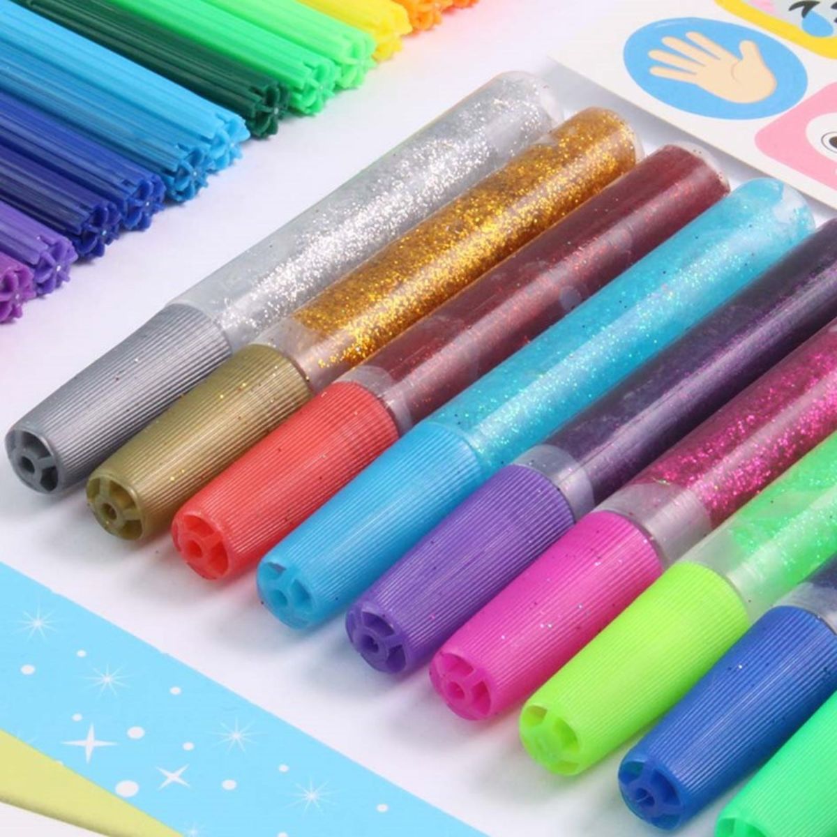10 Assorted Colour Glitter Glue Pens