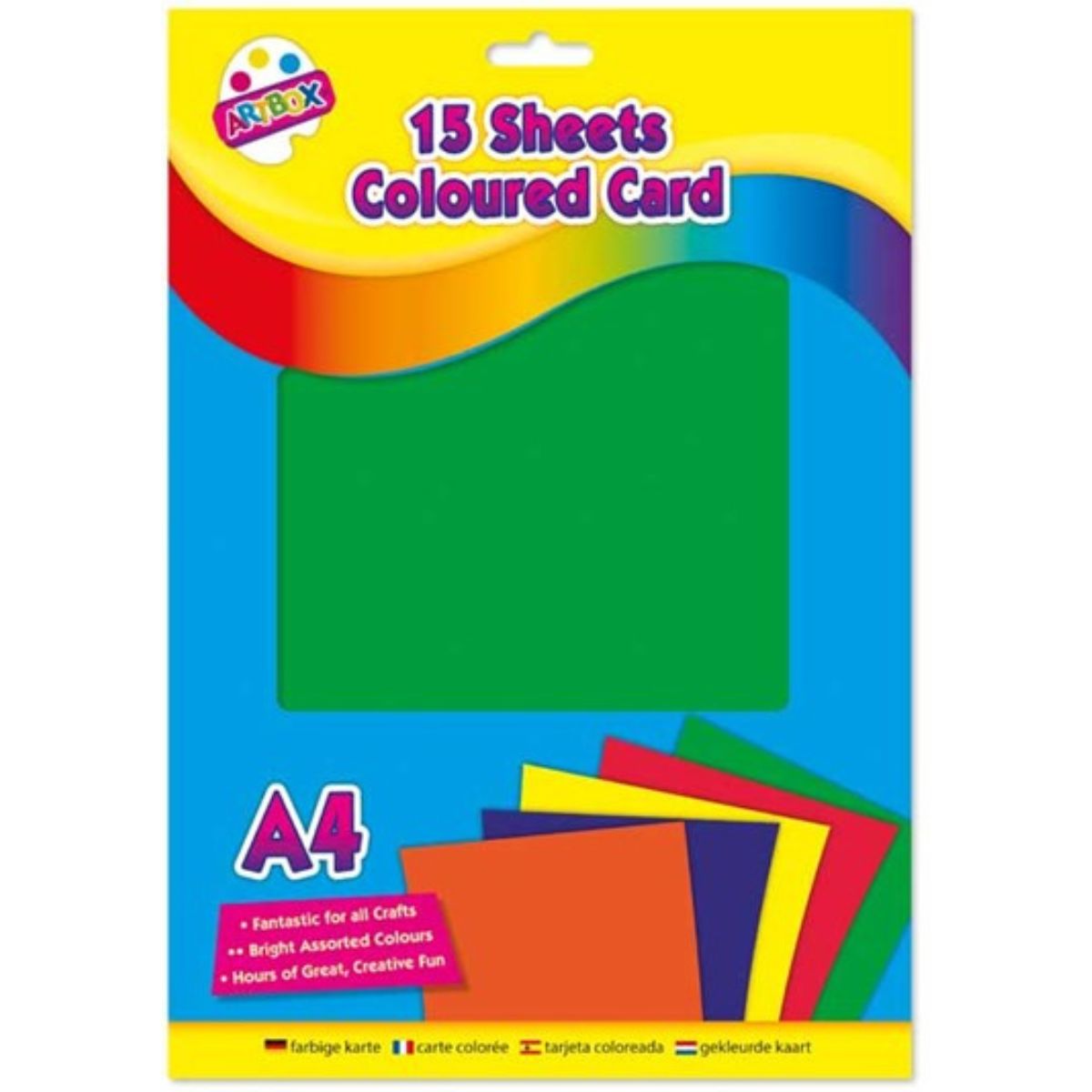 15 Sheets A4 Coloured Card Activity Zone 0976