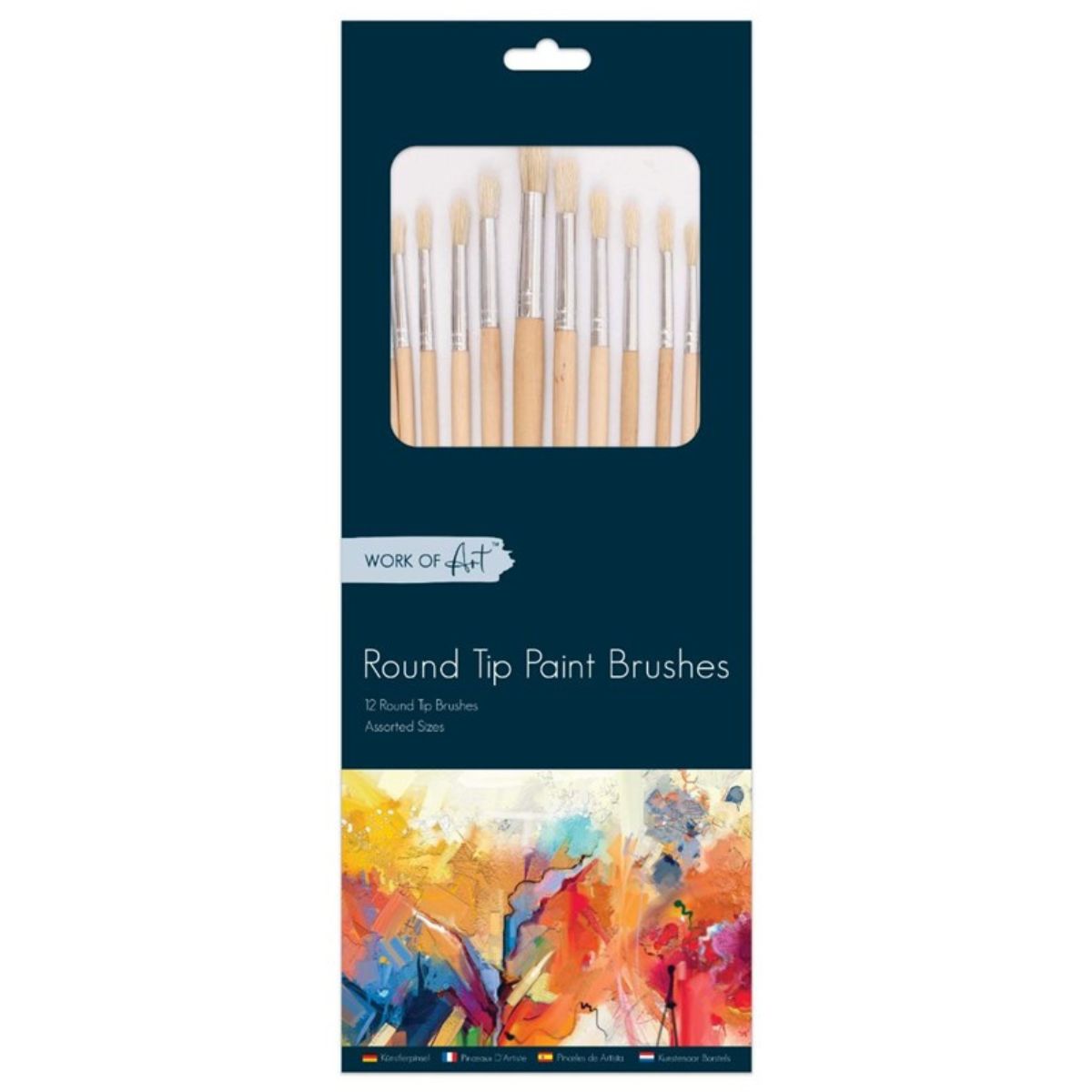 12 Artist Round Natural Bristle Brushes