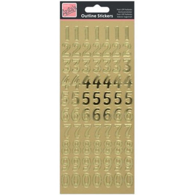 Outline Stickers, Large Numbers, Gold