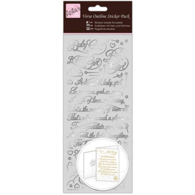 Outline Stickers, Verses, Baby Girl, Silver