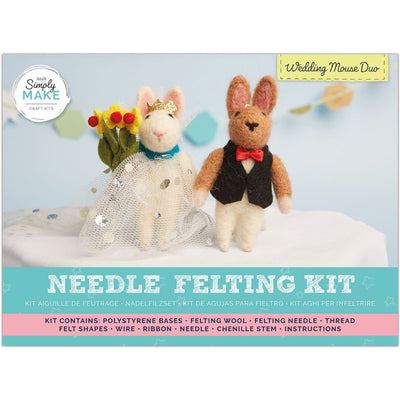 Needle Felting Kit, Wedding Mouse Duo