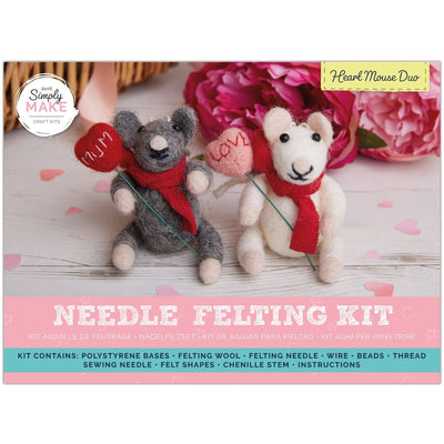 Needle Felting Kit, Heart Mouse Duo