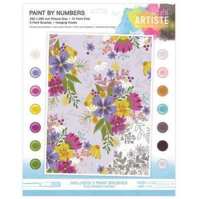 Paint By Numbers, Crowded Florals, 14 colours, 3 brushes