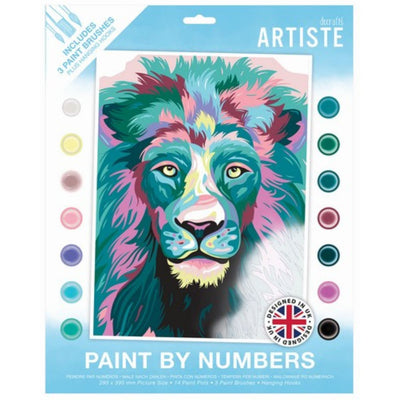 Paint By Numbers, Courageous Lion, 14 colours, 3 brushes