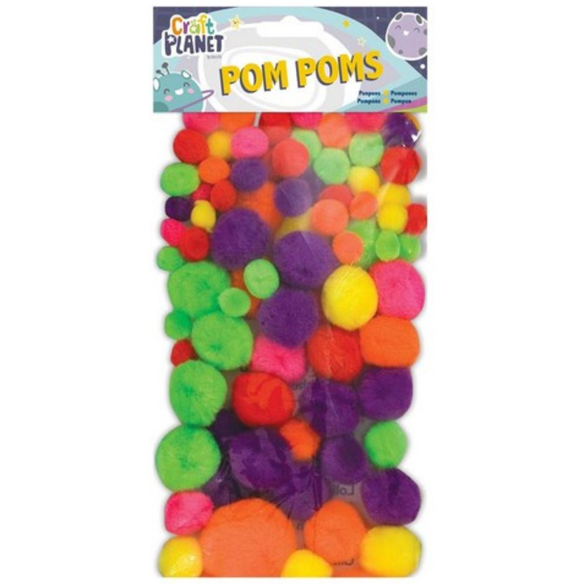 Pompoms, Neon Assorted Colours (100 pack)