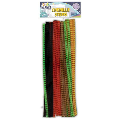 Chenille Striped Stems, 5 Assorted Colours (20 pack)