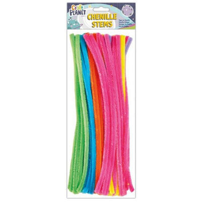 Chenille Stems, 6 Neon Colours 300mm (60 pack)