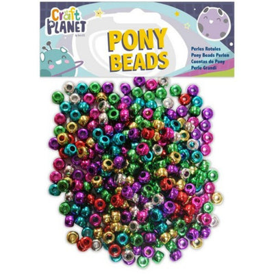 Pony Beads Metallic, Assorted Colours 60g (300 pack)