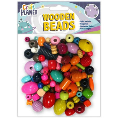 Wooden Beads, Assorted Colours 100g