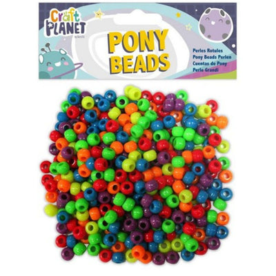 Pony Beads, Bright Neon Colours 140g (500 pack)