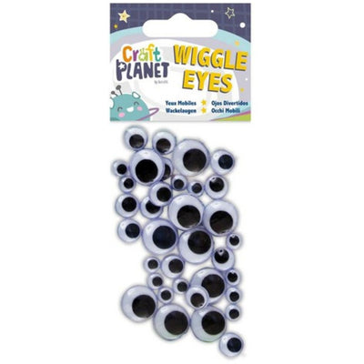 Wiggle Eyes Round, Black & White, Assorted Sizes (40 pack)