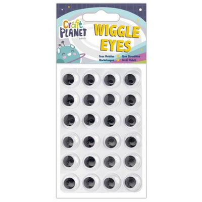 Wiggle Eyes Round, Black & White 15mm, Sticky Back (24 pack)