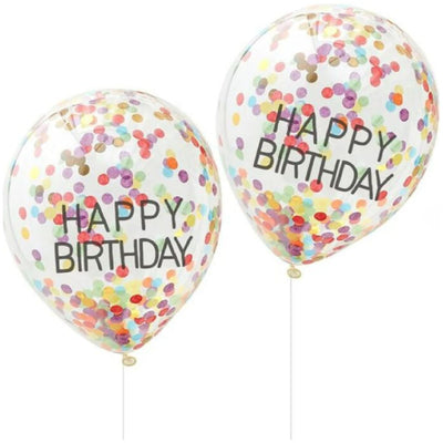 Happy Birthday Confetti Balloons 30cm (5 pack)