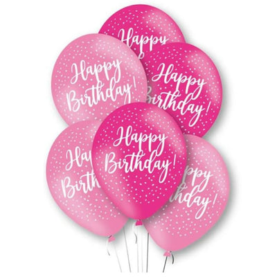 Happy Birthday Pink Balloons 28cm (6 pack)