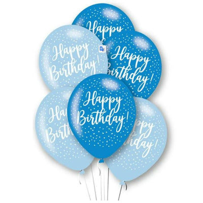 Happy Birthday Blue Balloons 28cm (6 pack)