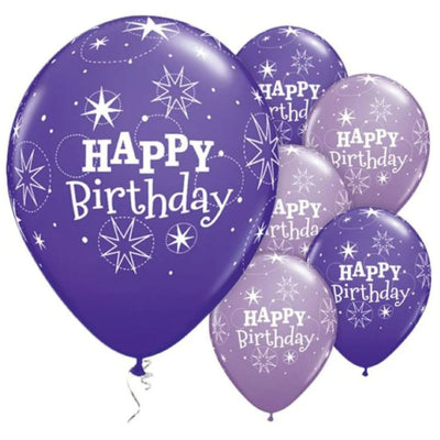Happy Birthday Purple Sparkle Balloons 28cm (25 pack)