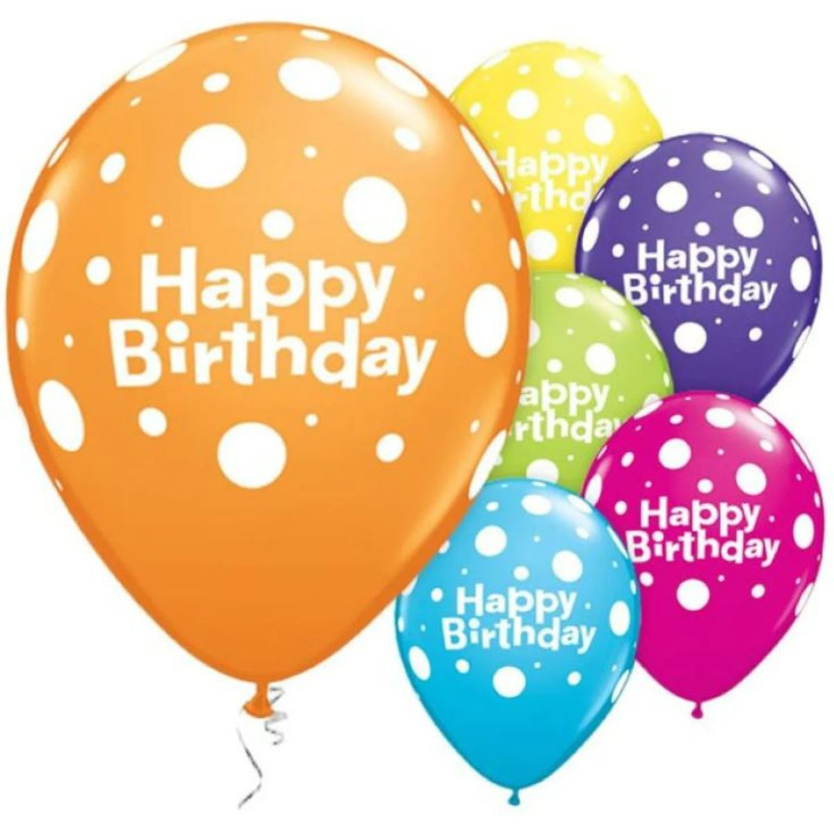 Birthday Big Polka Dots Balloons 28cm (6 pack)