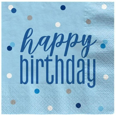 Blue Happy Birthday Paper Napkins 2ply (16 pack)