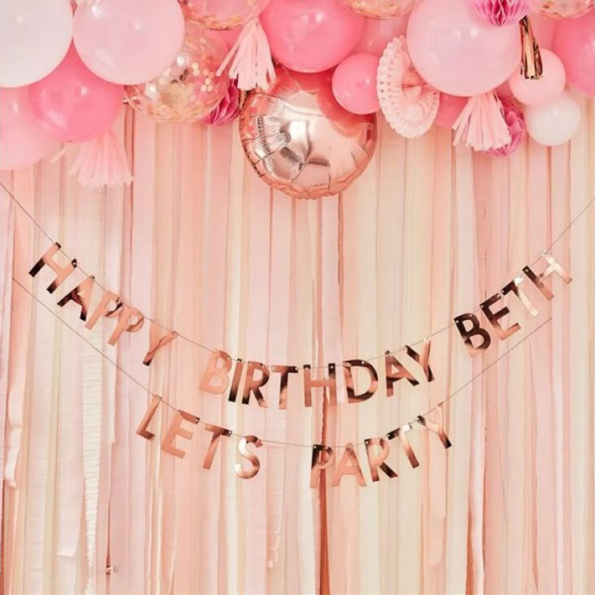 Mix It Up Rose Gold Personalised 'Happy Birthday' Paper Banner