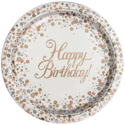 Sparkling Fizz Happy Birthday Paper Plate 23cm (8 pack)