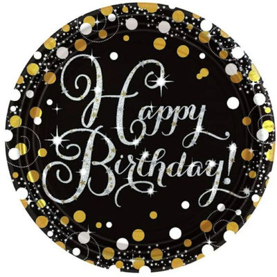 Sparkling Celebration Happy Birthday Paper Plates 23cm (8 pack)