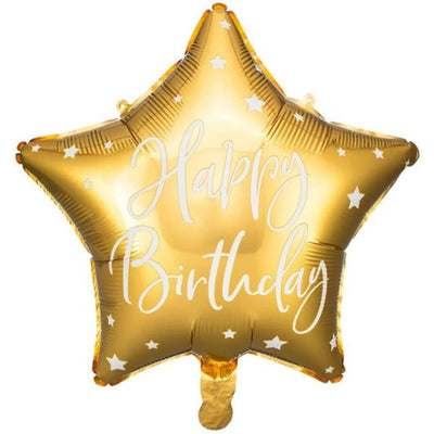 Happy Birthday Gold Star Balloon 46cm (Foil)