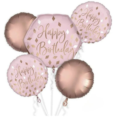 Blush Birthday Balloon Bouquet 5 piece (Foil)