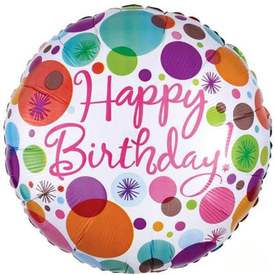 Happy Birthday Polka Dots Balloon 46cm (Foil)
